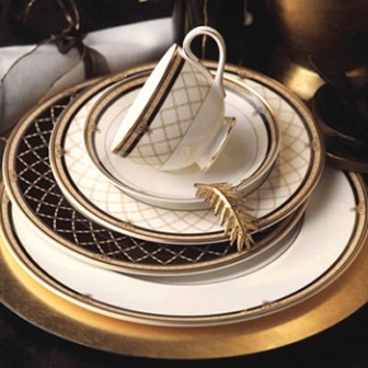 Closeup shot of the plates and a teacup
